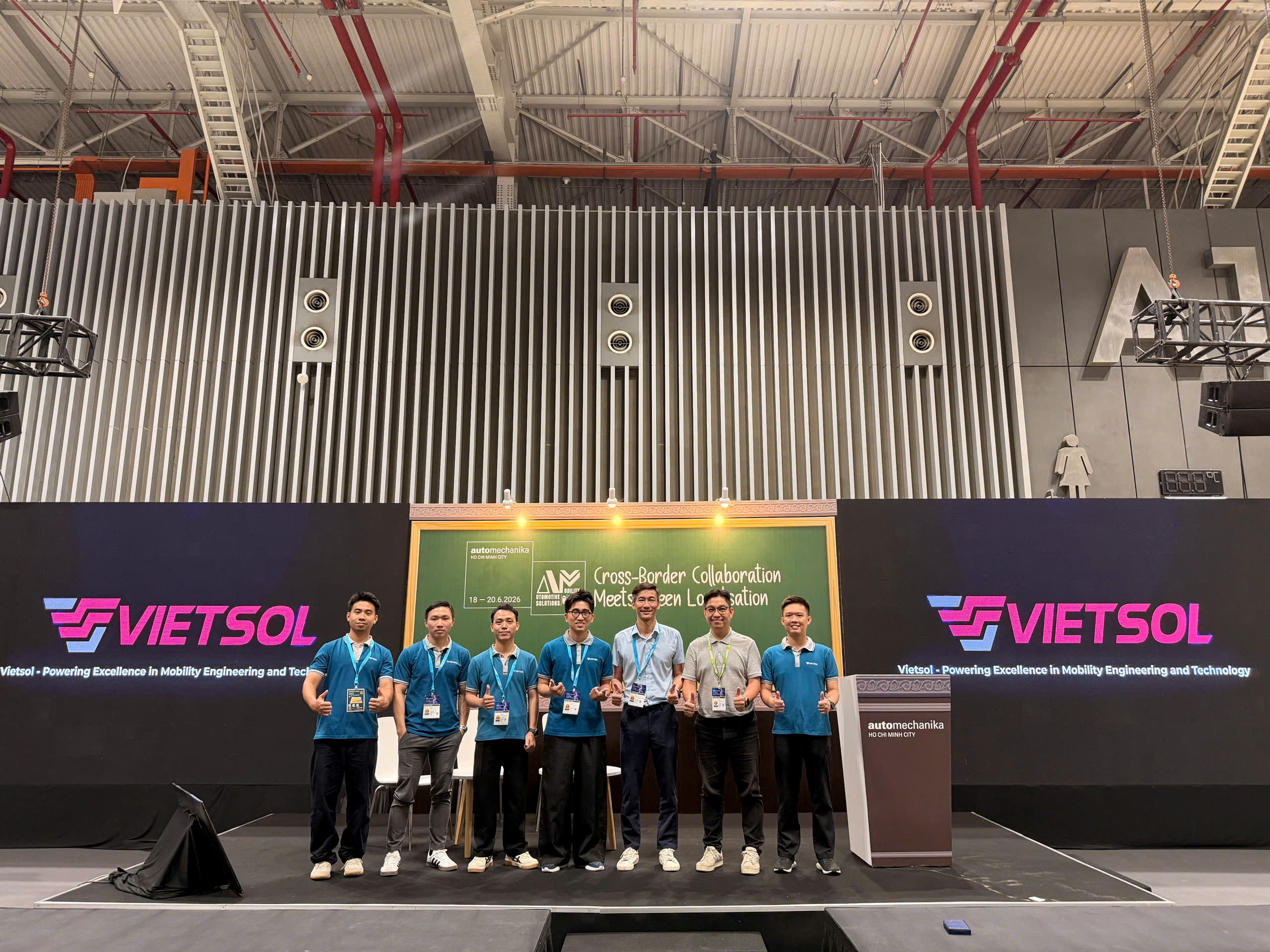 Vietsol presenting automotive software and Edge AI solutions to visitors at Automechanika Ho Chi Minh City 2026.