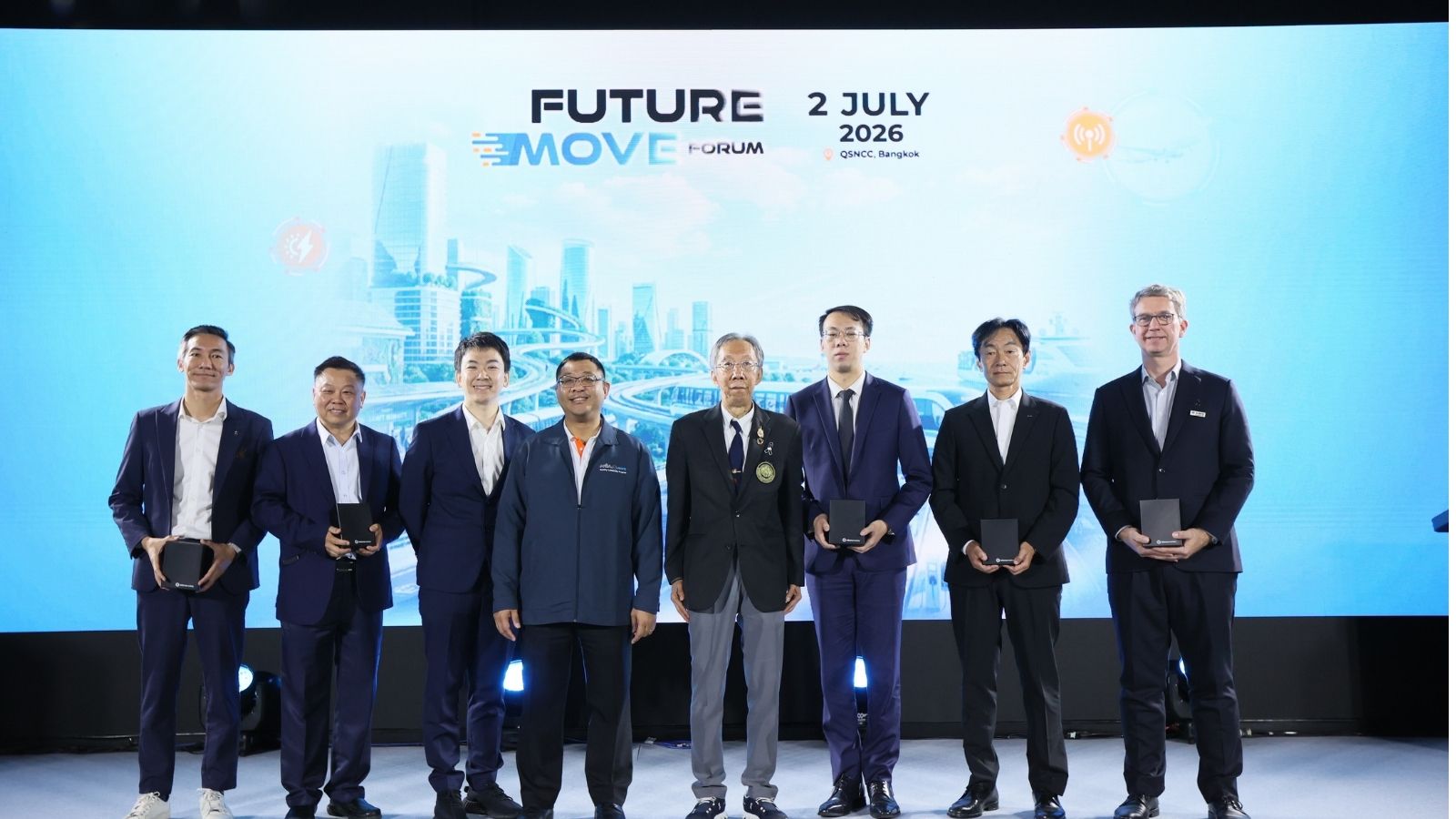 Speakers and industry leaders at Future MOVE Forum 2026 during MobilityTech Asia Bangkok 2026, including Dr. Nguyen Quoc Tuan, CEO of Vietsol