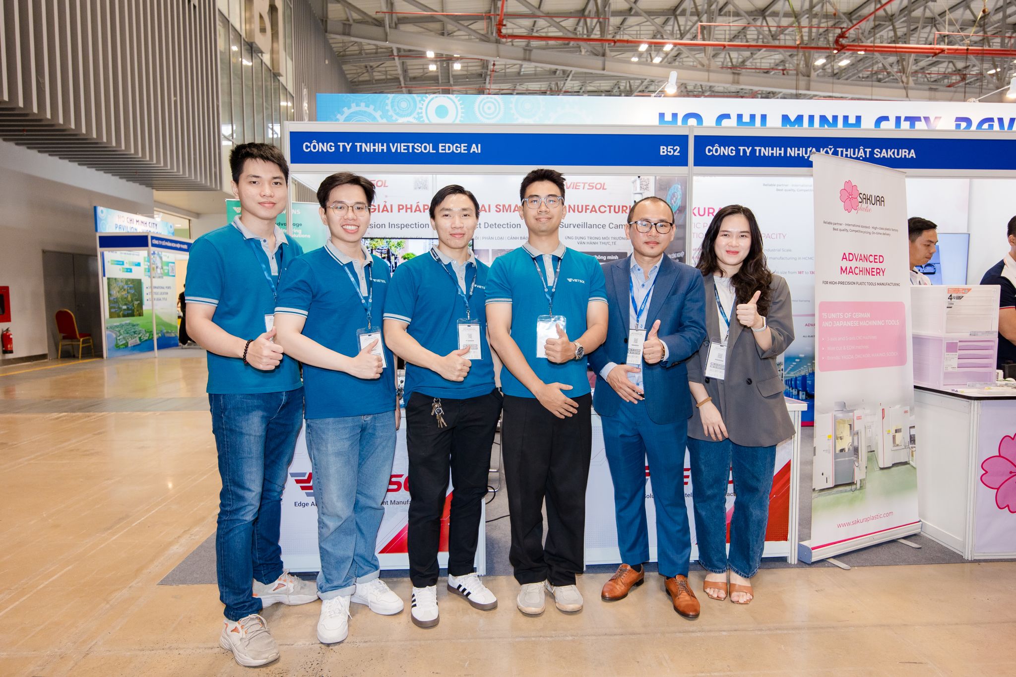 Vietsol Edge AI team at booth B52 during MTA Vietnam 2026 in Ho Chi Minh City.