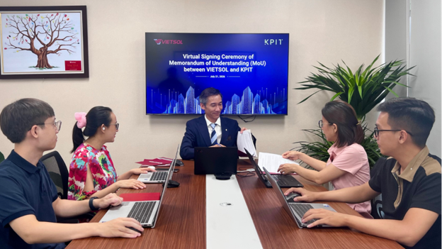 Vietsol team at the Hanoi office following the virtual signing of the MoU with KPIT Technologies.