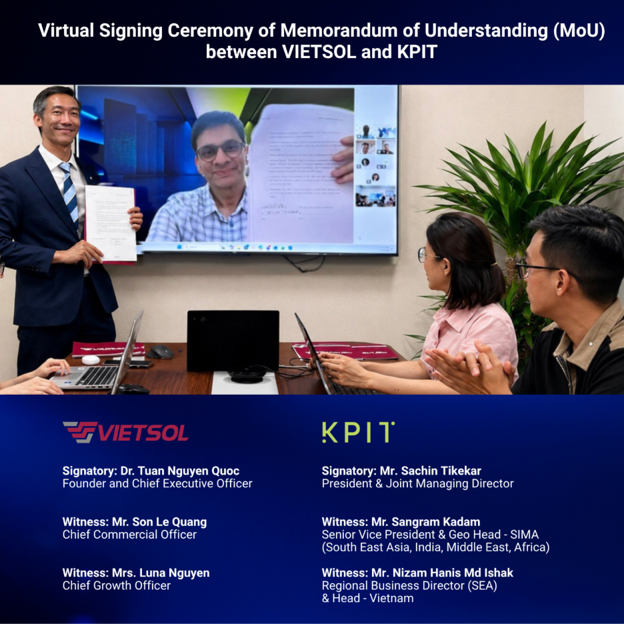 Dr. Tuan Nguyen Quoc of Vietsol and KPIT representative during the virtual MoU signing ceremony.