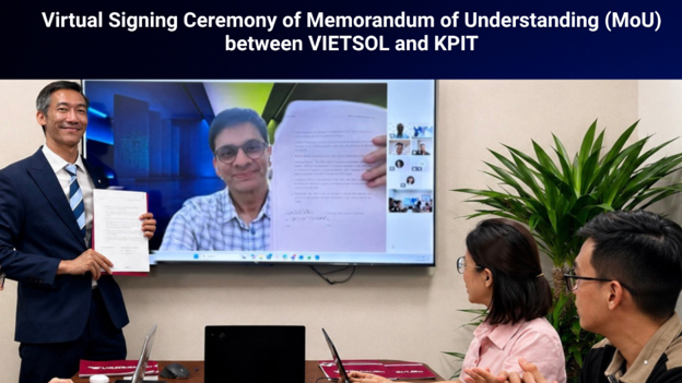 Vietsol team at the Hanoi office following the virtual signing of the MoU with KPIT Technologies.