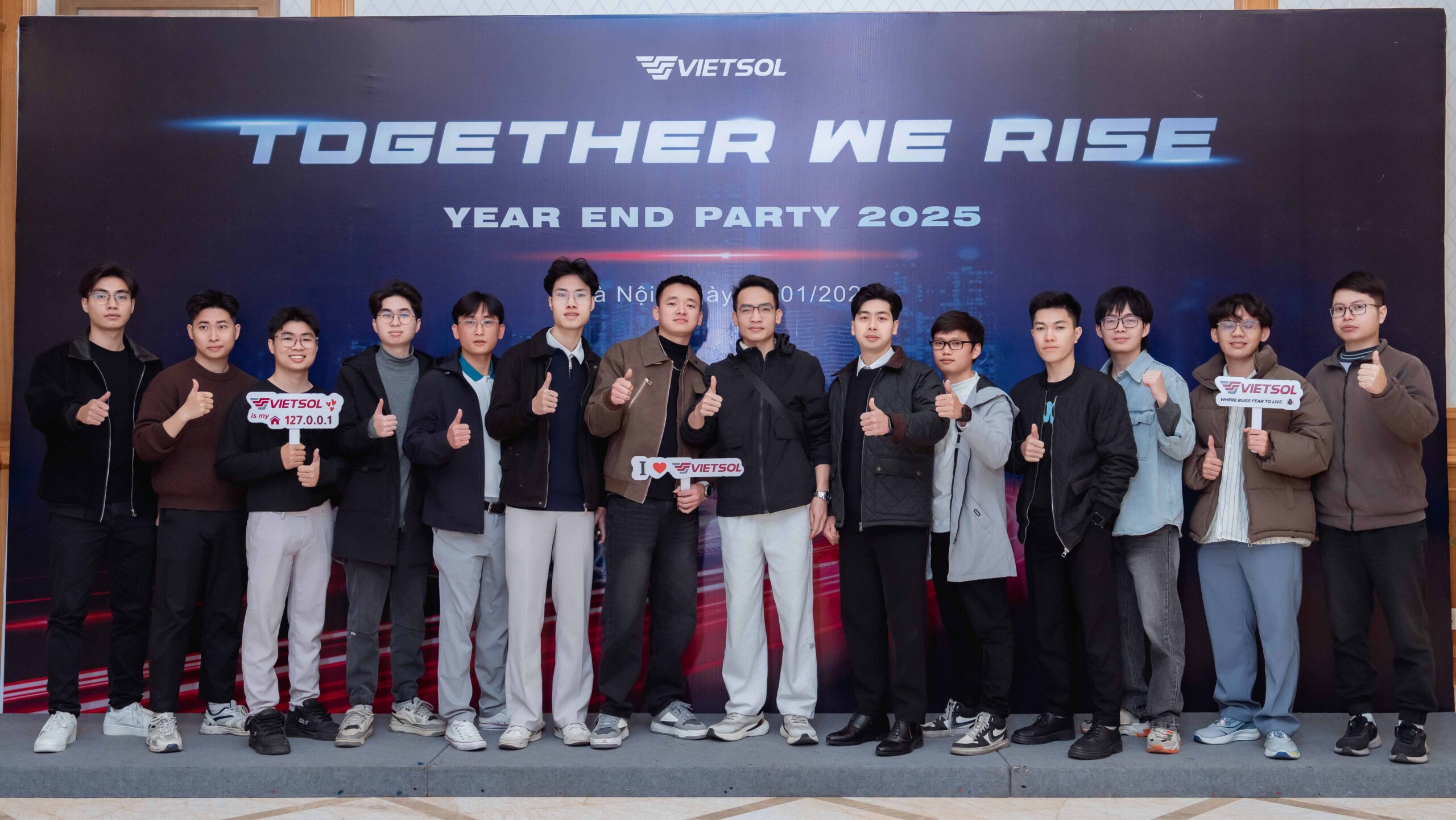 Vietsol Year End Party, group photo, close-up of smiling faces