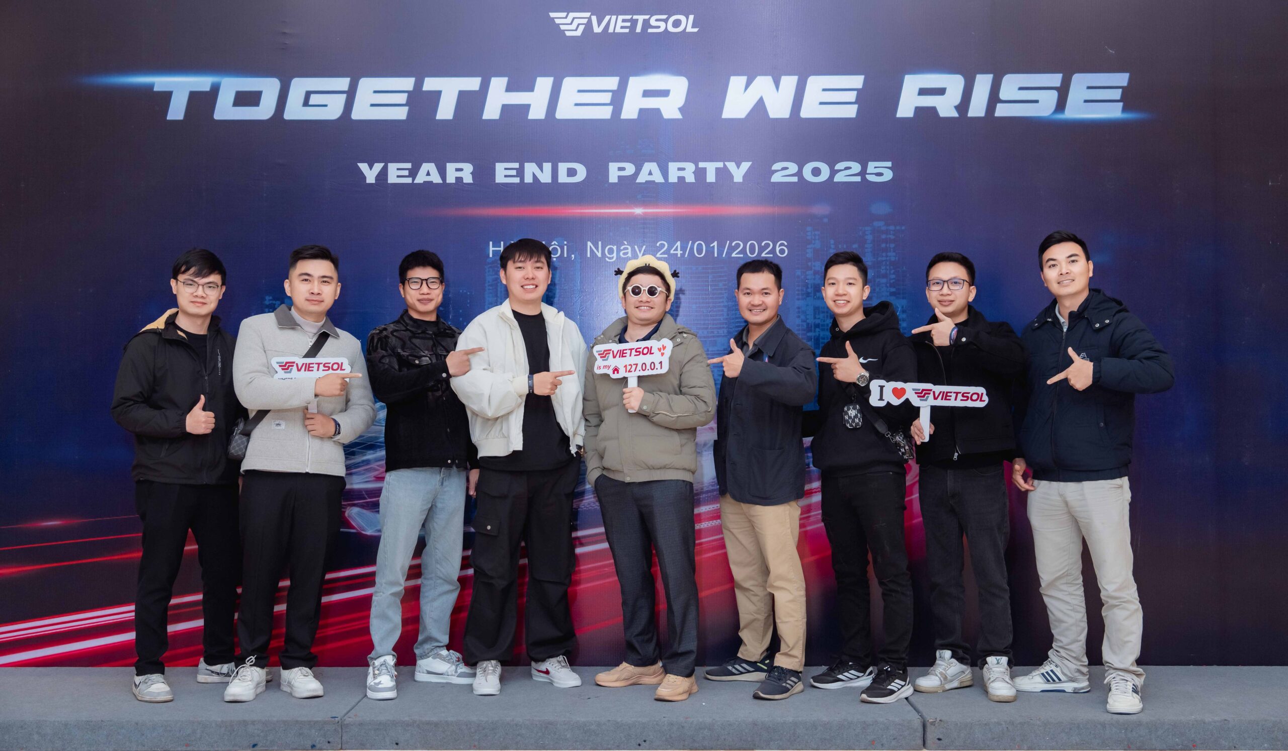 Vietsol Year End Party, group photo, close-up of smiling faces