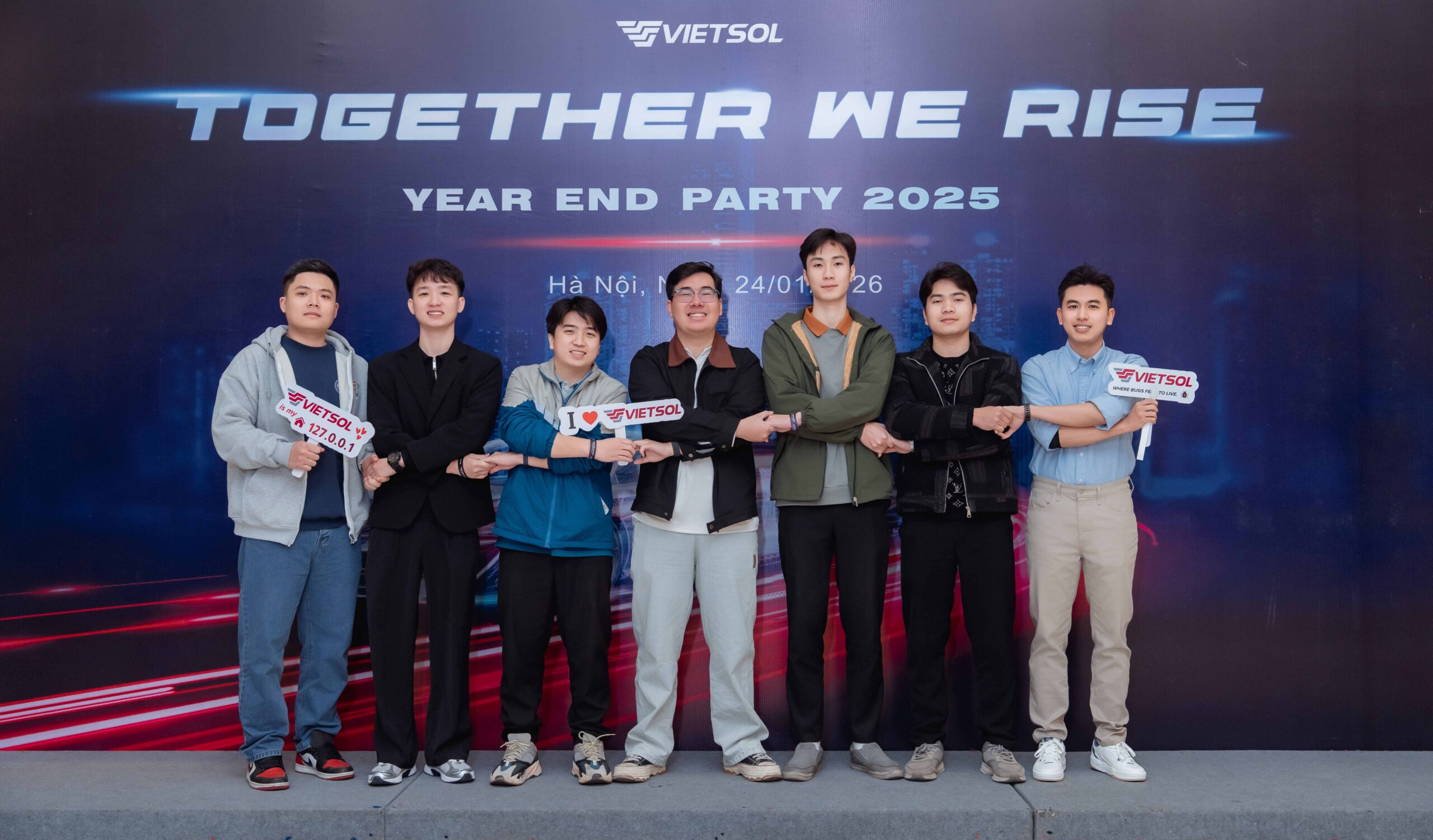 Vietsol Year End Party, group photo, close-up of smiling faces