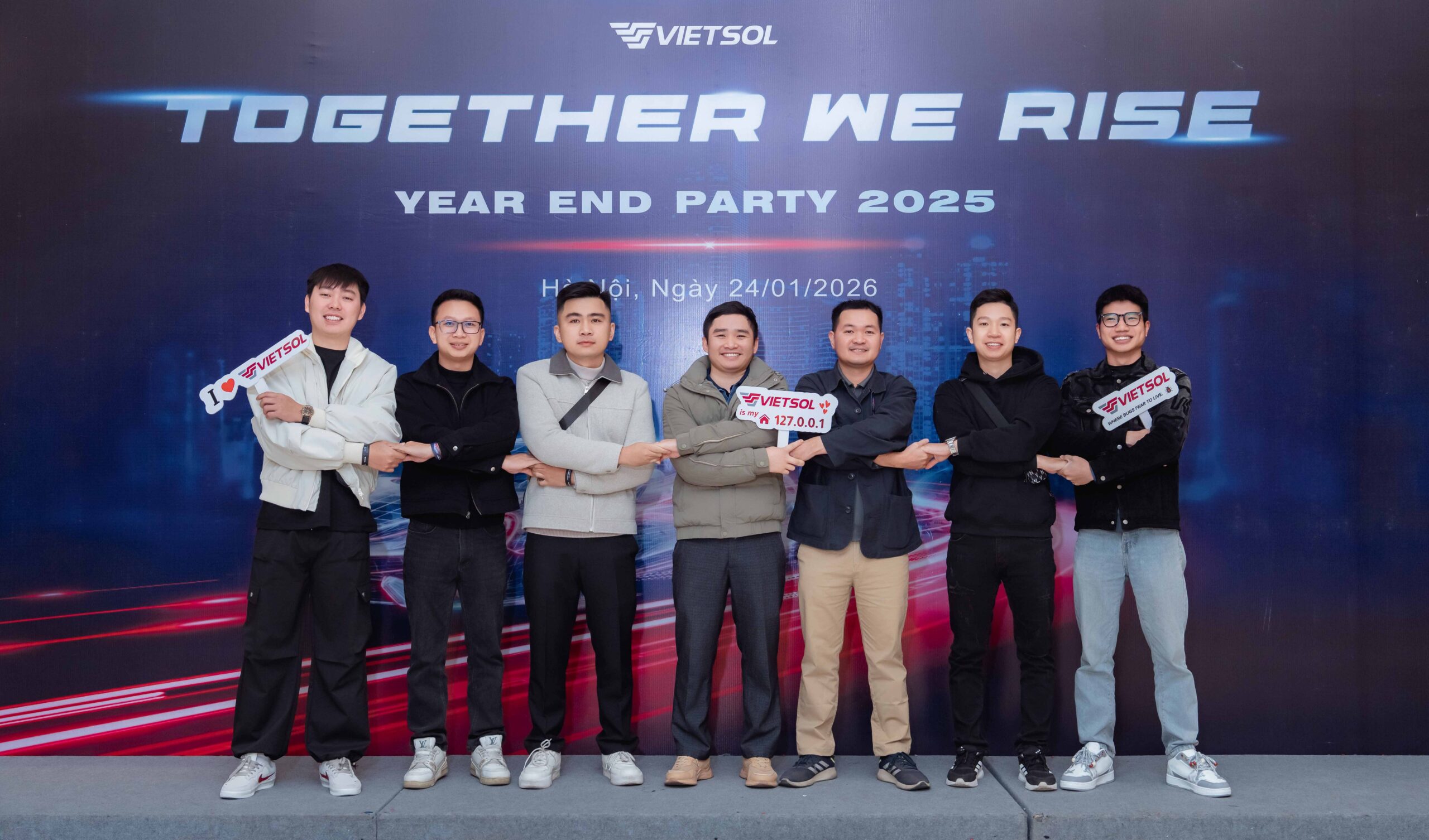Vietsol Year End Party, group photo, close-up of smiling faces