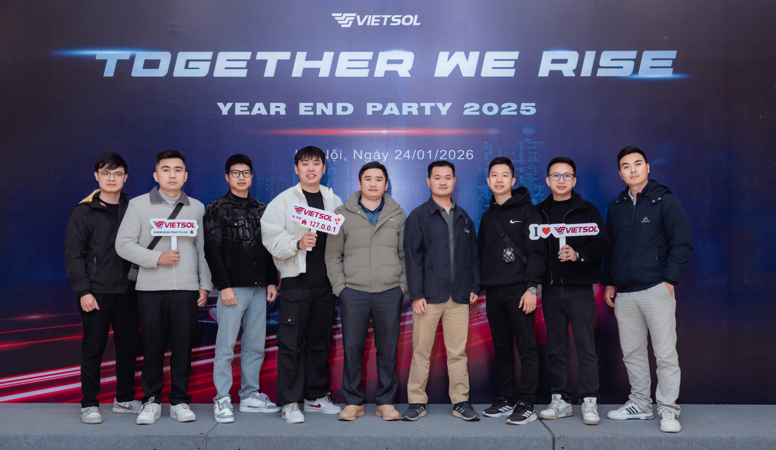 Vietsol Year End Party, group photo, close-up of smiling faces