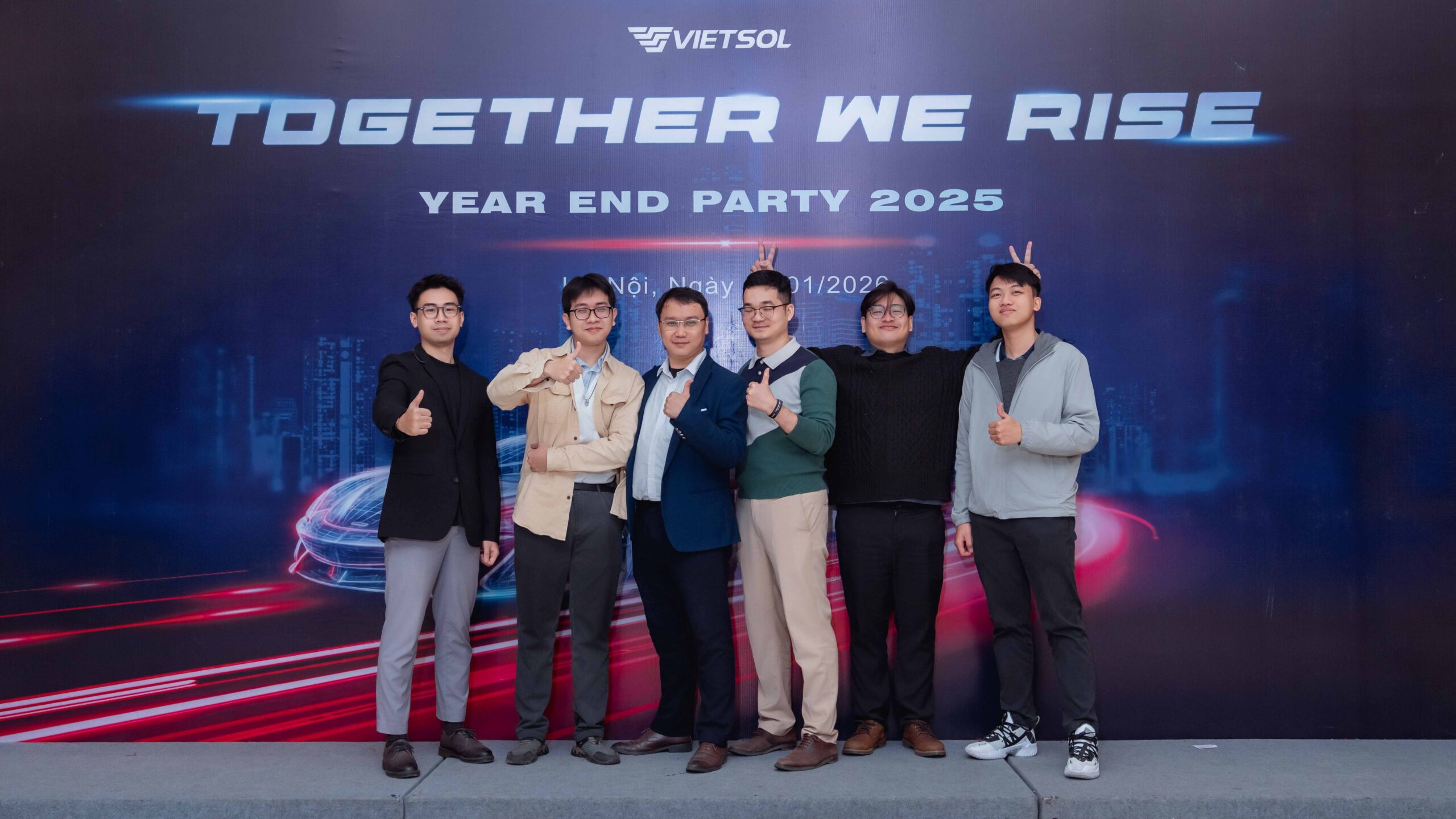 Vietsol Year End Party, group photo, close-up of smiling faces