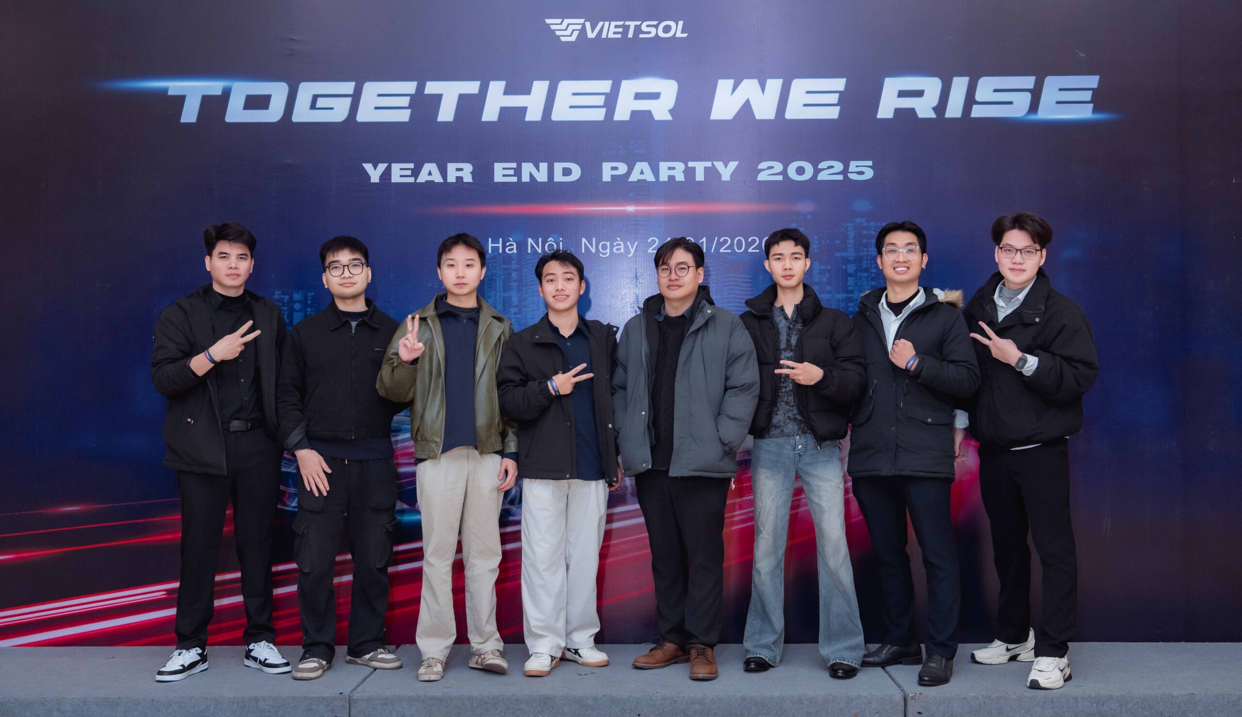 Vietsol Year End Party, group photo, close-up of smiling faces