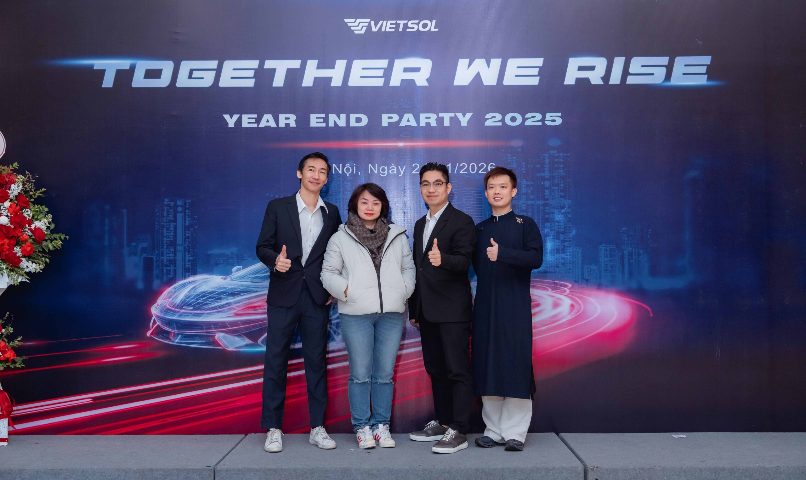 Vietsol Year End Party, group photo, close-up of smiling faces