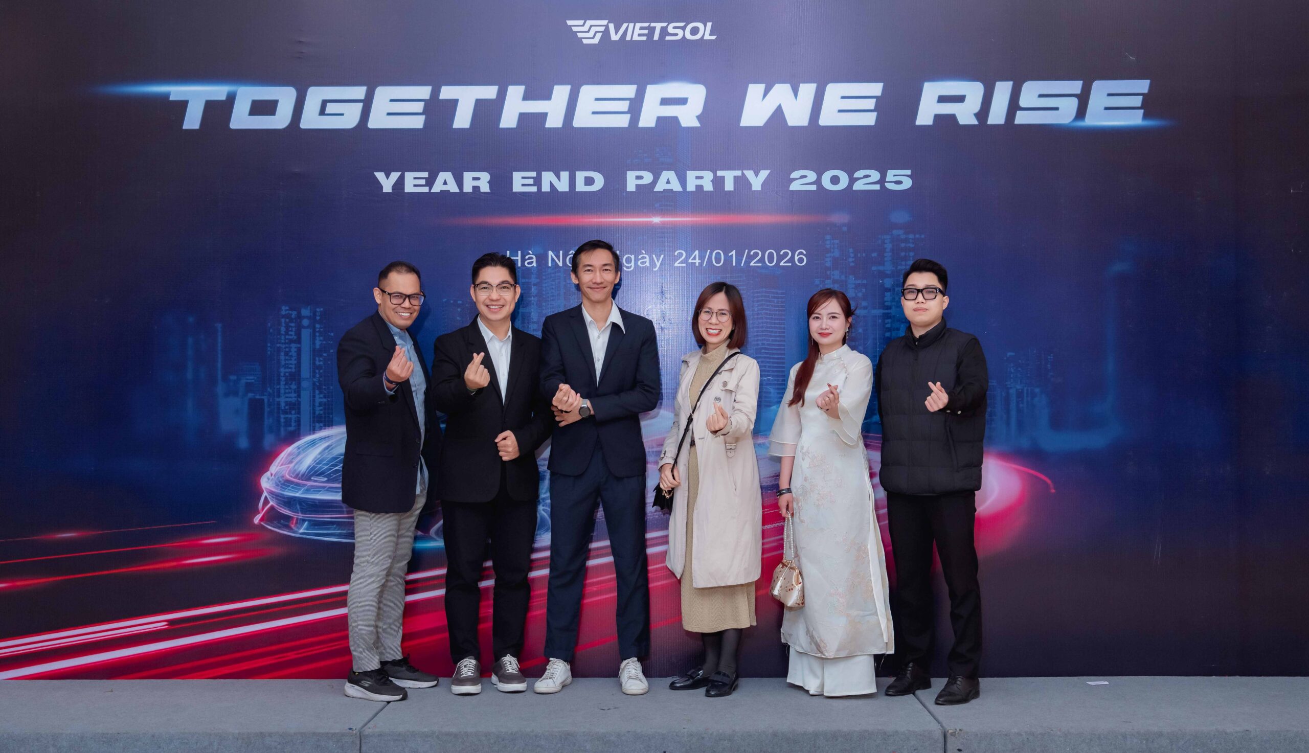 Vietsol Year End Party, group photo, close-up of smiling faces