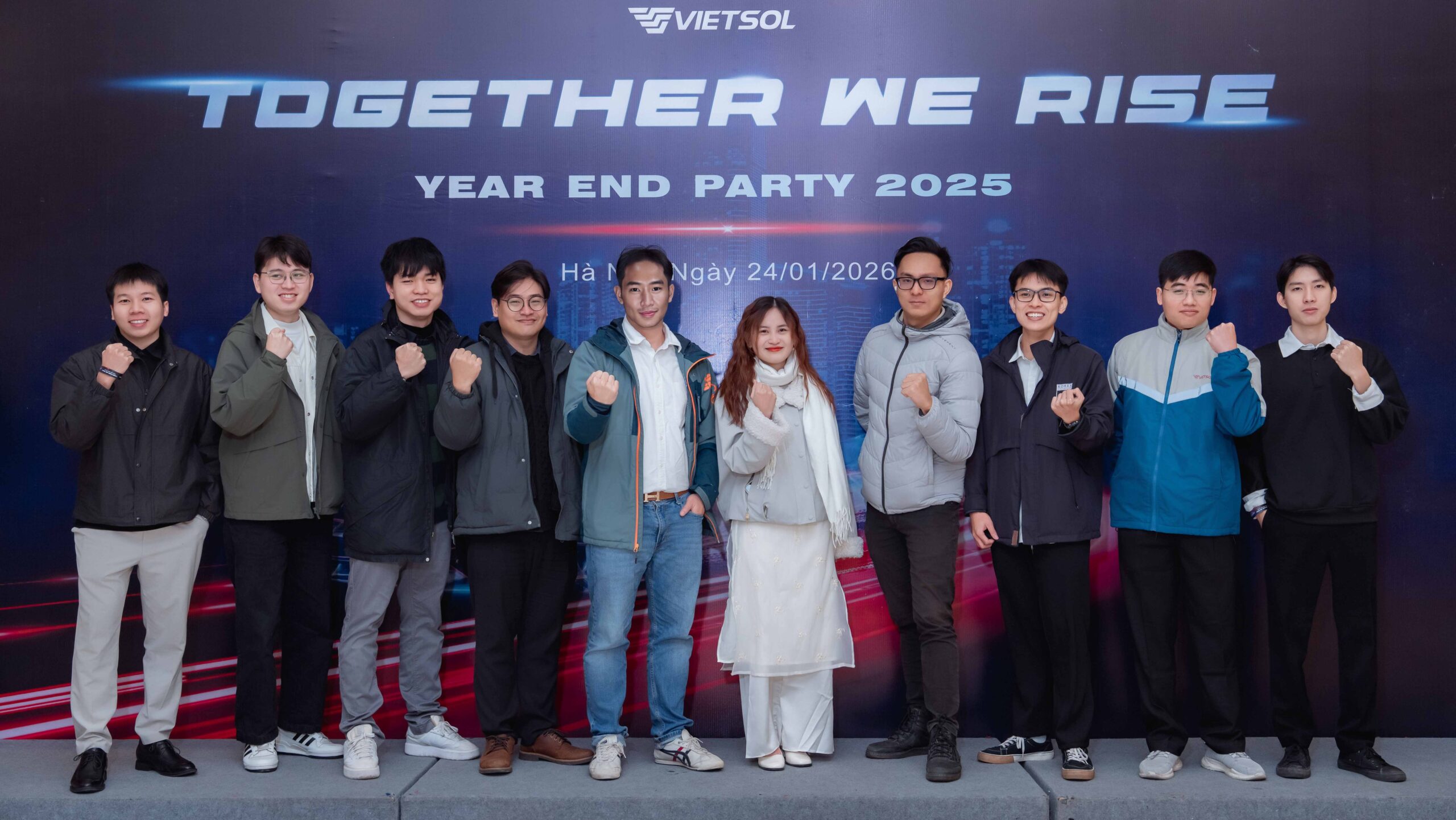 Vietsol Year End Party, group photo, close-up of smiling faces